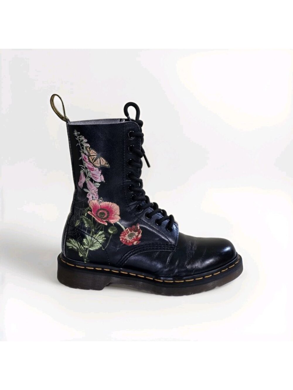 Dr. Martens 1490 Wild Botanics Combat Boots US 6 / UK 4 Black Floral Whimsygoth
